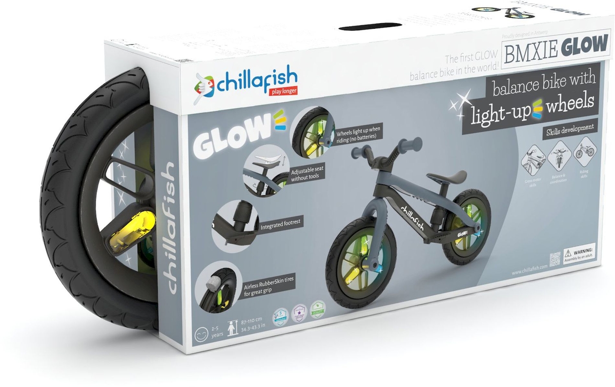 Chillafish BMXie GLOW loopfiets - Zwart - verpakking