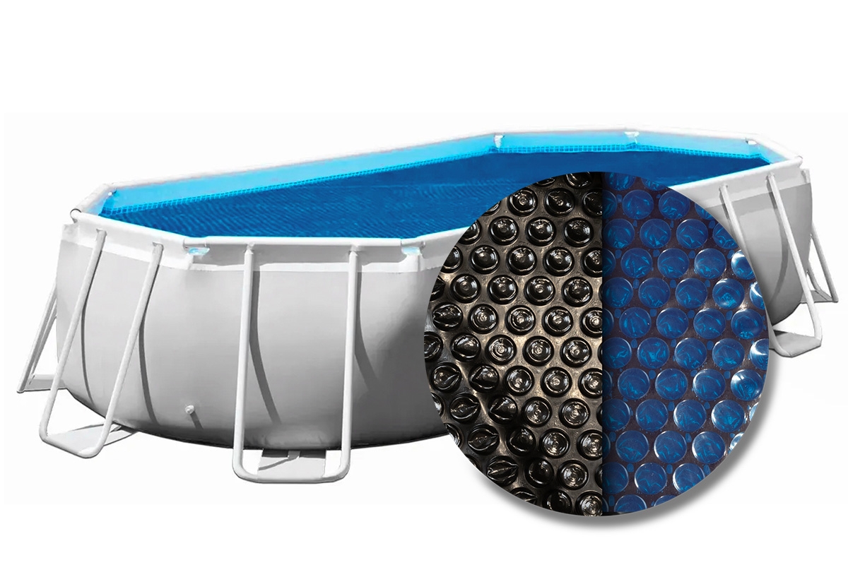 W'eau solar cover ovaal - 503 x 274 cm (zeilmaat 482 x 251) - Zwart/Blauw
