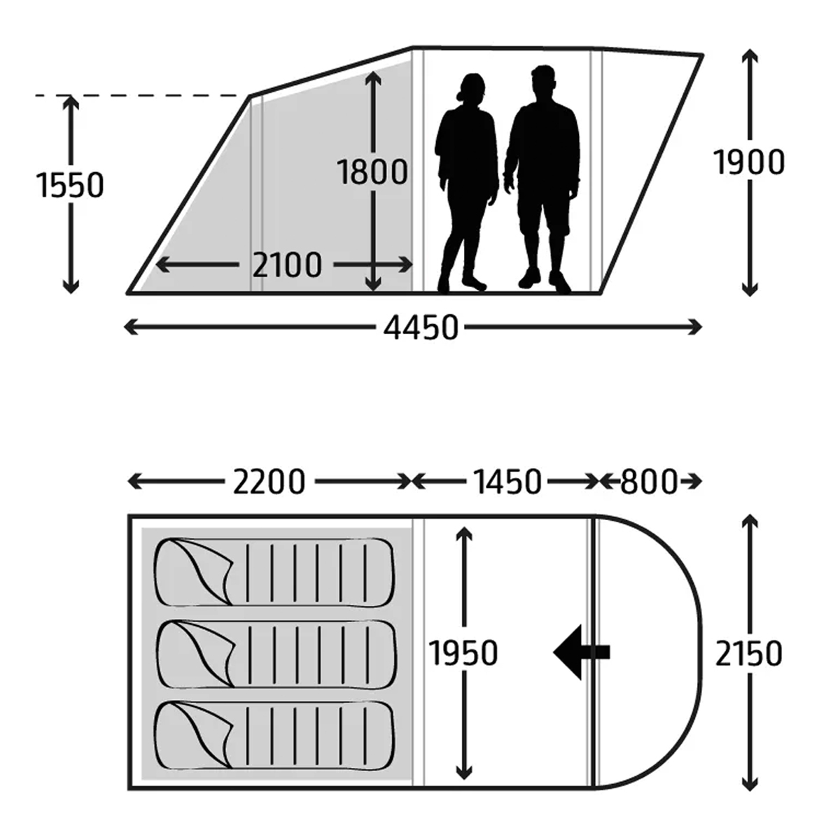 Kampa Brean 3 Air opblaasbare tunneltent - 3 persoons
plattengrond