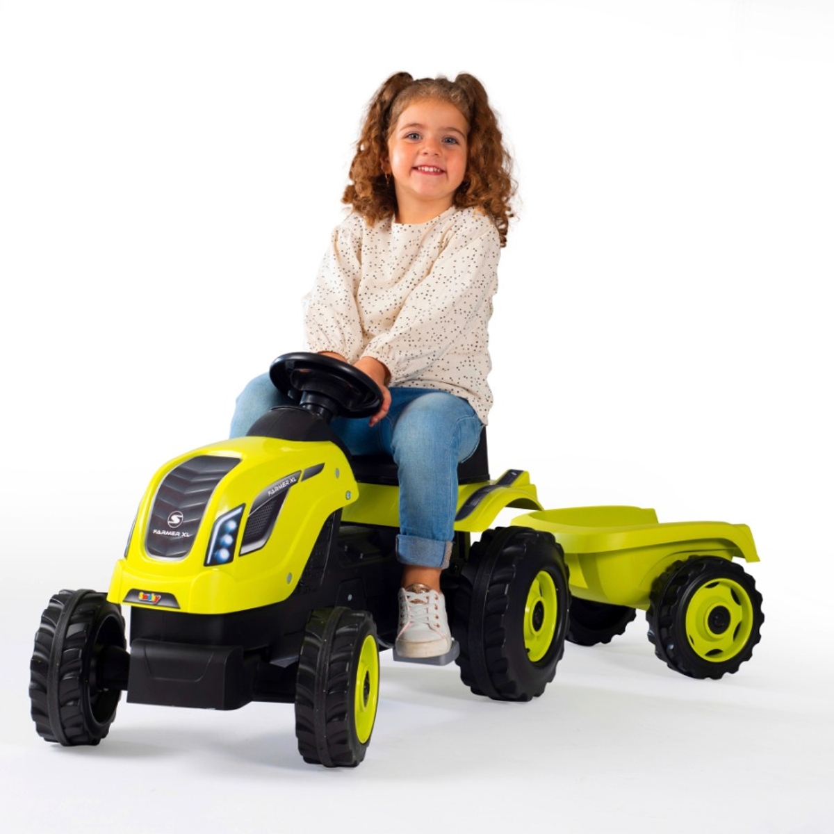 Smoby Farmer XL traptrekker met trailer - Groen