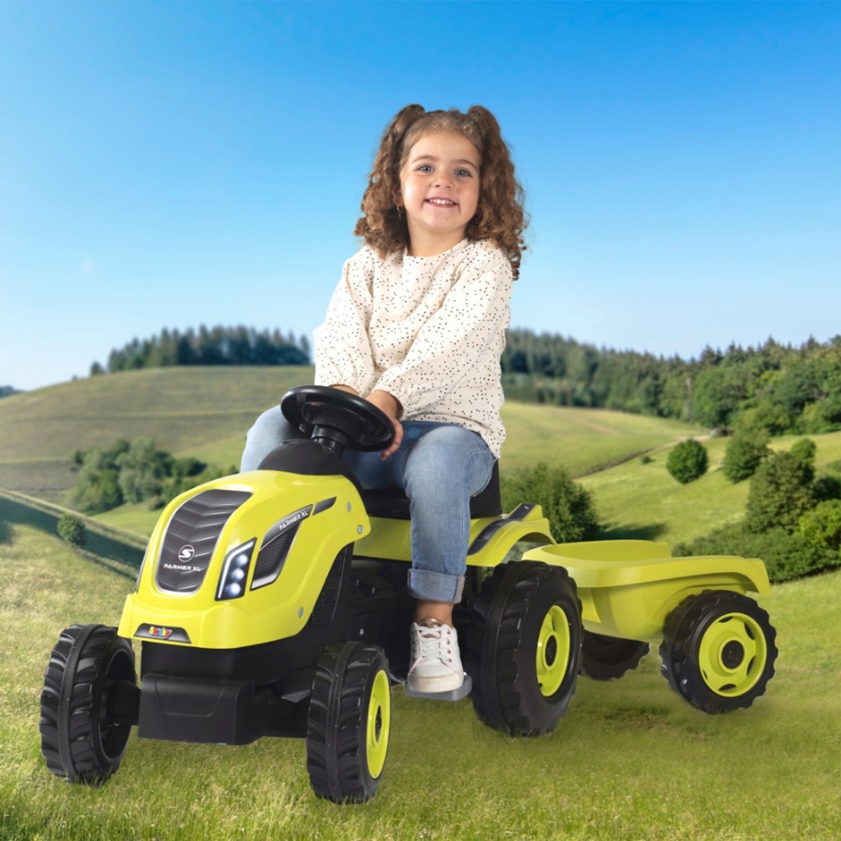Smoby Farmer XL traptrekker met trailer - Groen