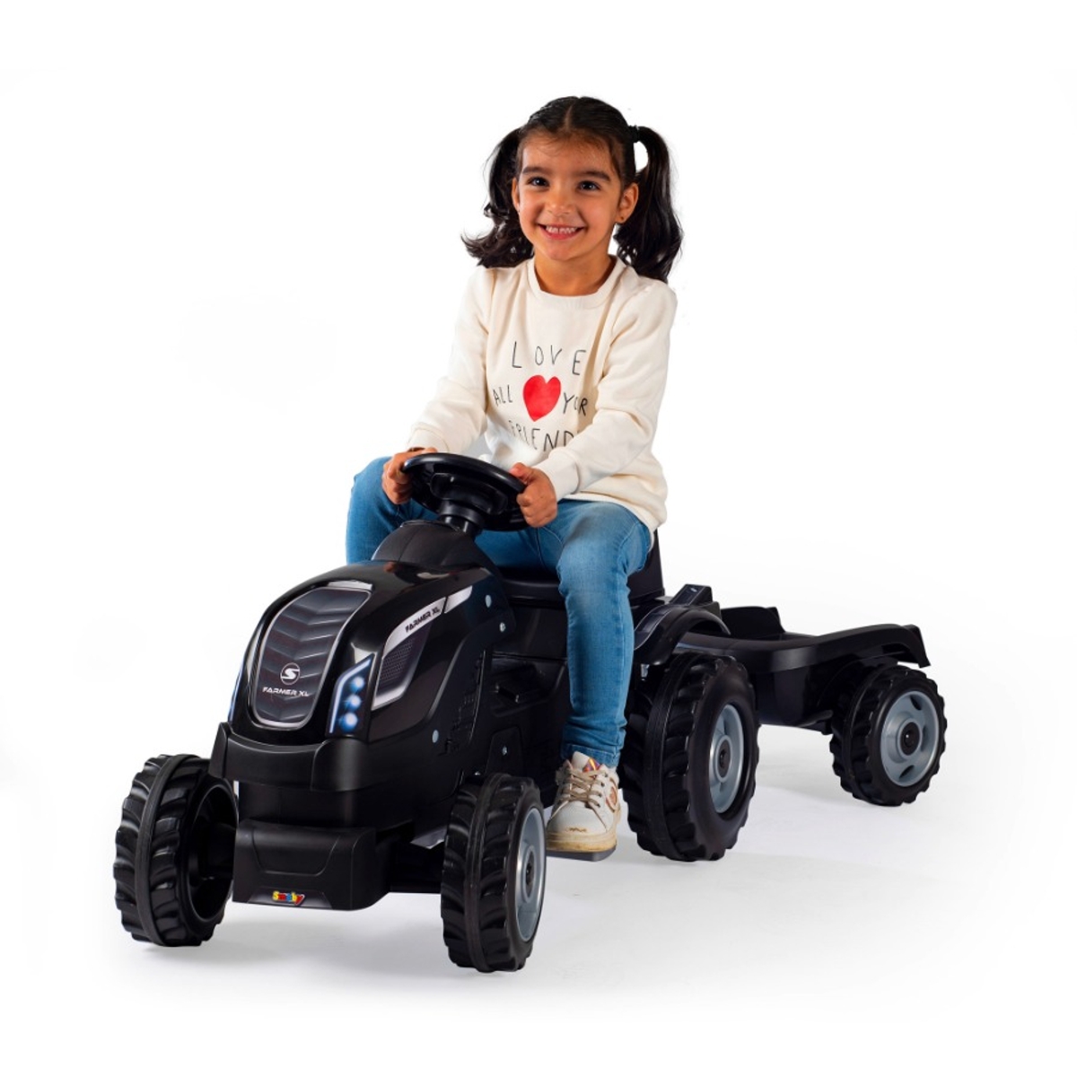 Smoby Farmer XL traptractor met trailer - Zwart