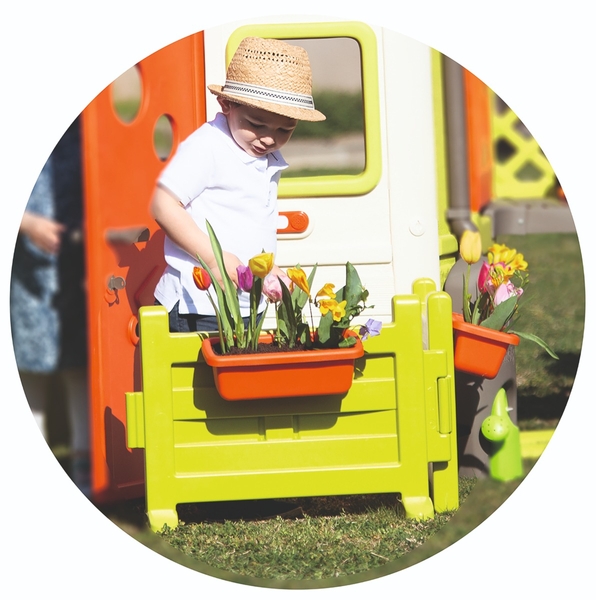 Smoby speelhuis accessoire - Tuinhek met bloembakken