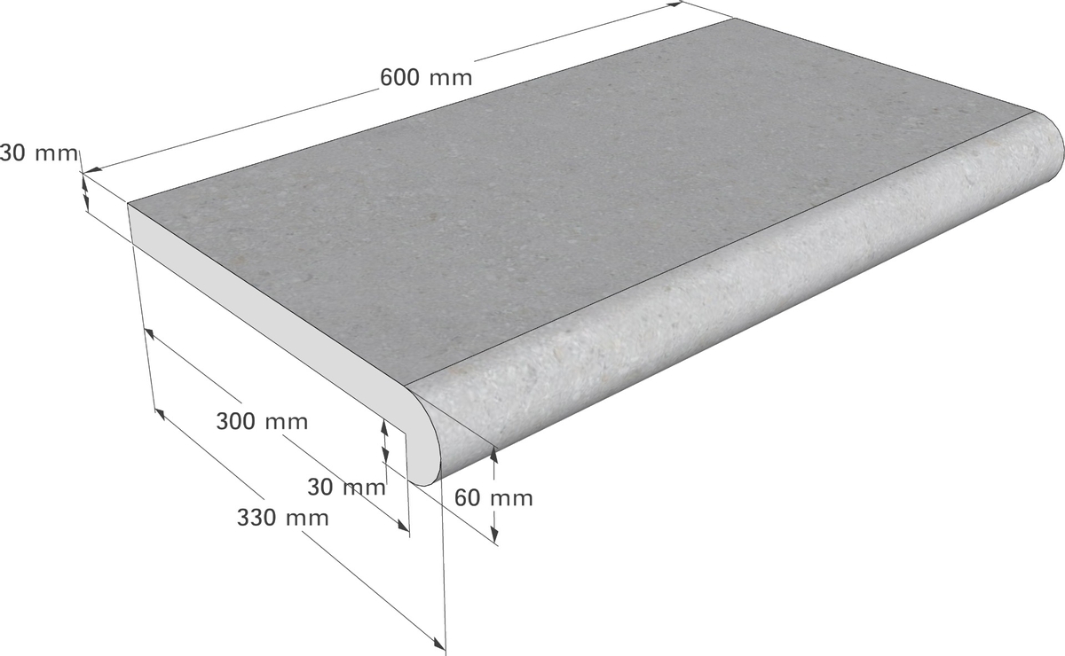 Scandi Roc Napoli randtegel - Diamond Grey - Afmetingen