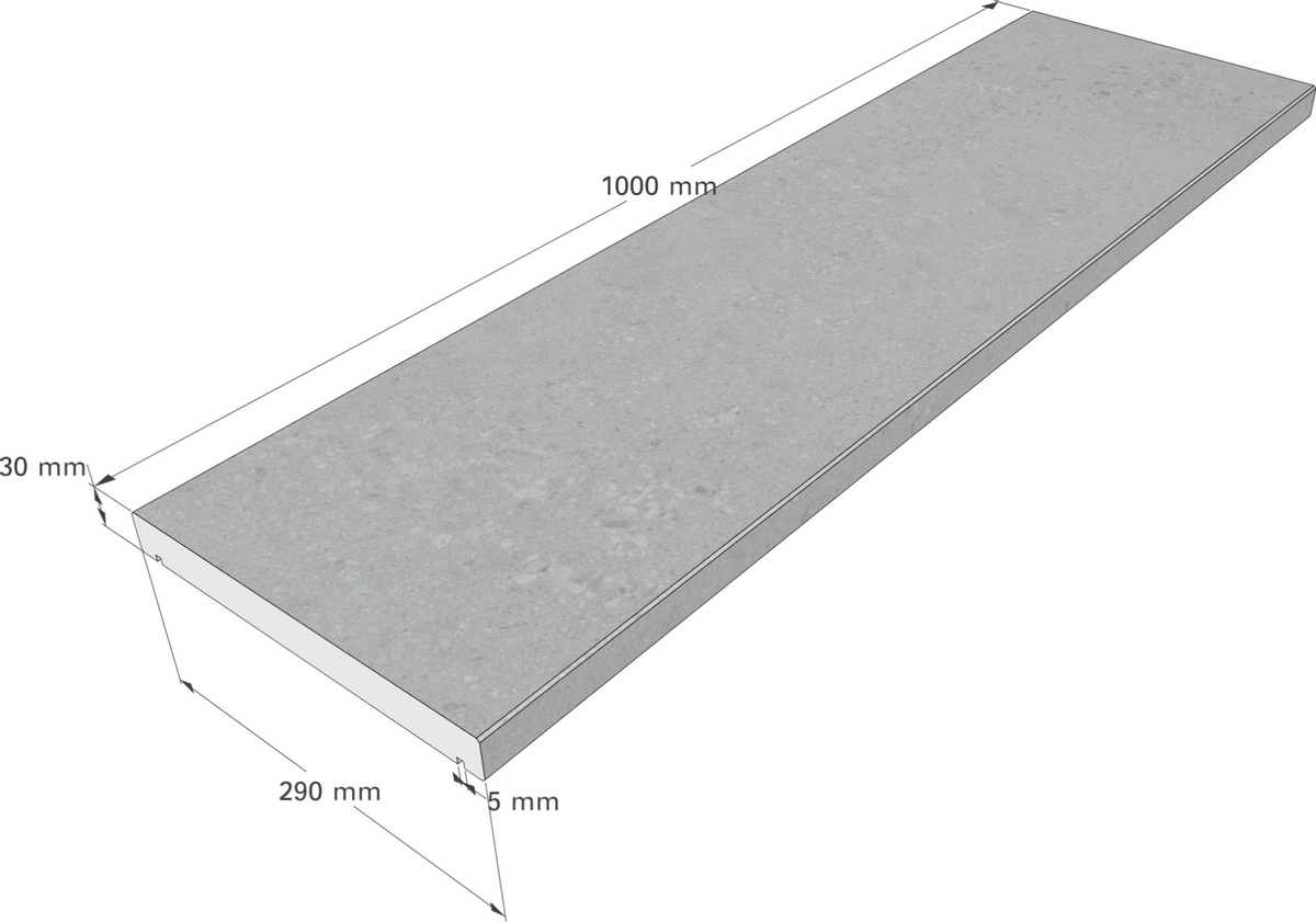 Scandi Roc Modena randtegel - Baltic Light Grey - Afmetingen