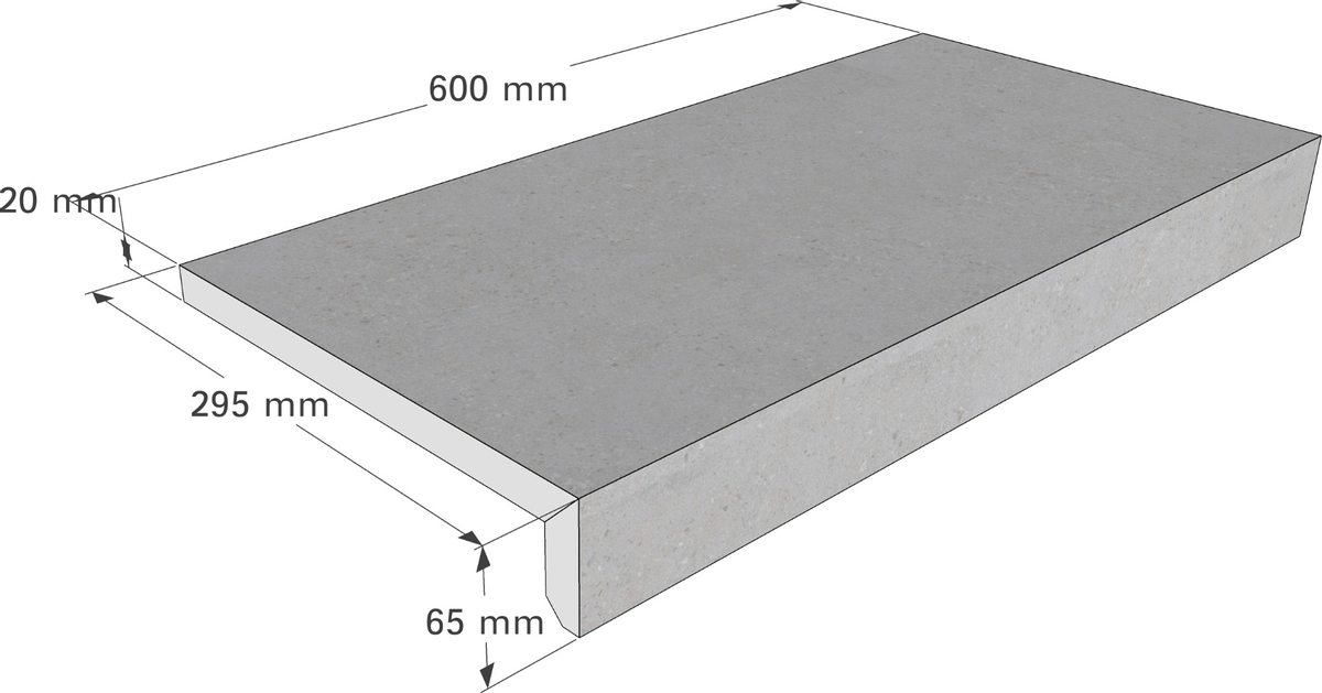 Scandi Roc Firenze randtegel - Nordic Silver Grey - Afmetingen