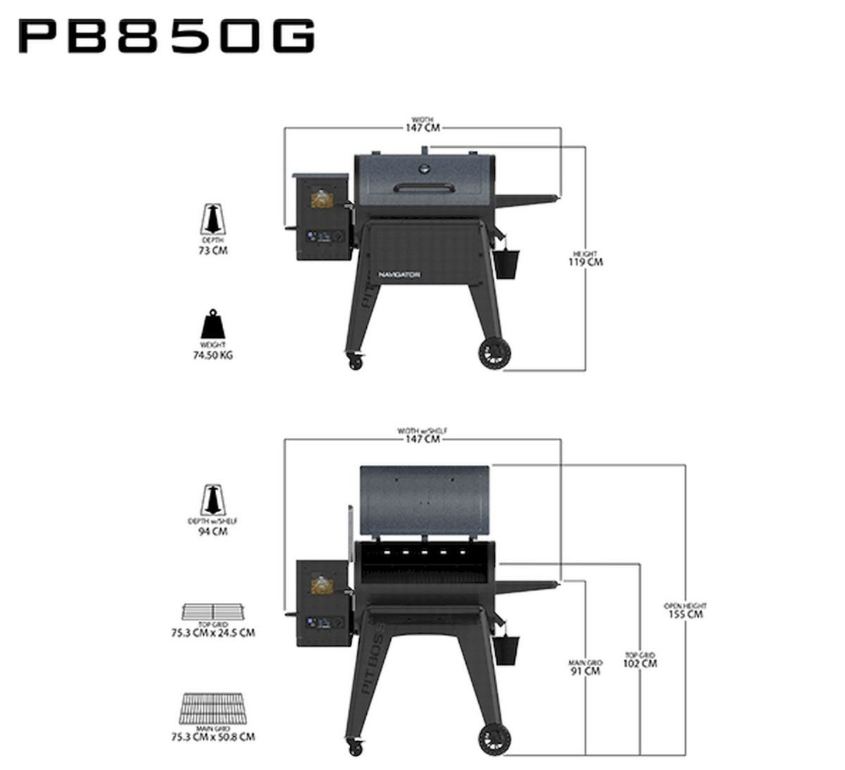 Pit Boss Navigator 850 pellet grill barbecue