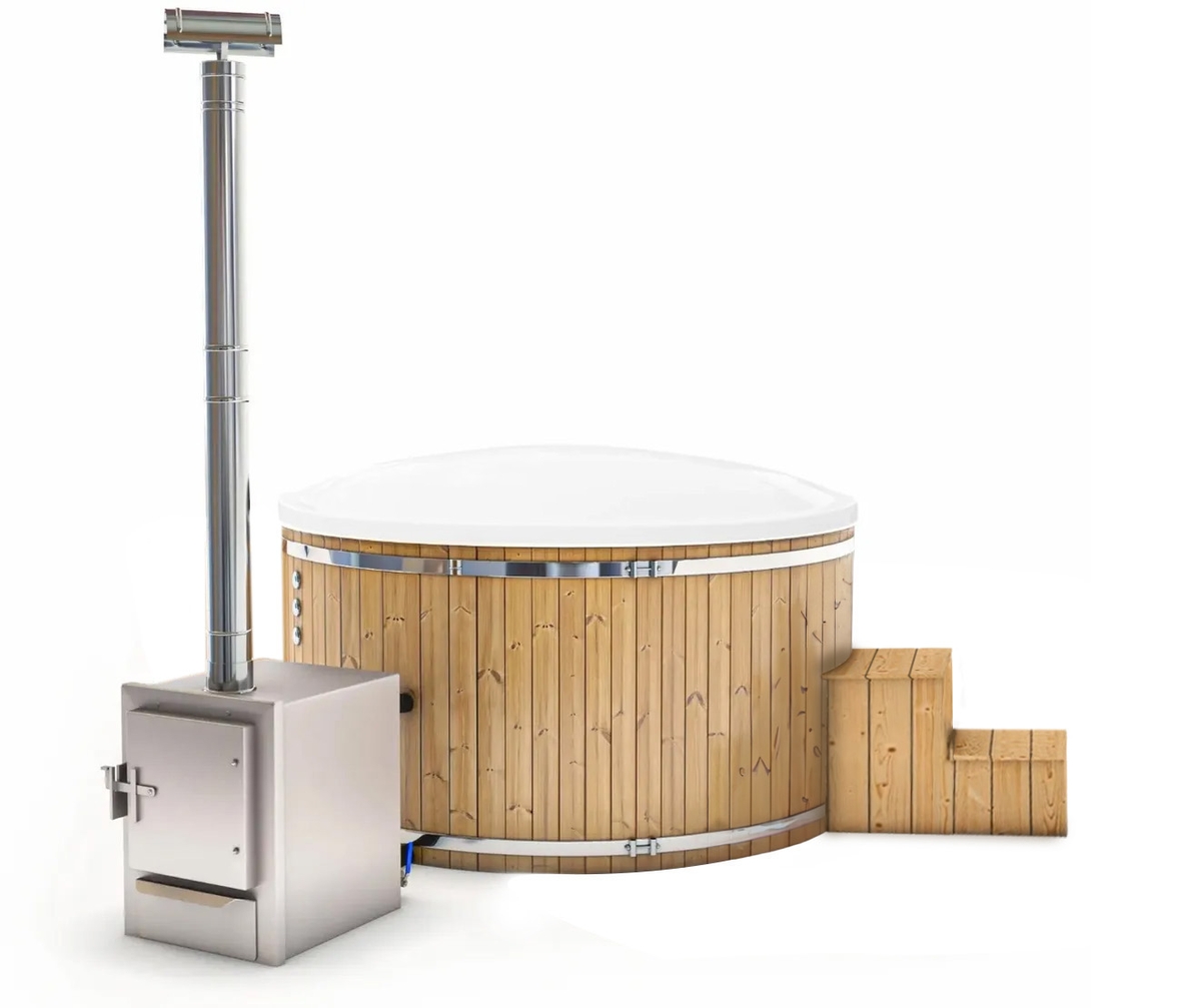 Houtgestookte hottub Extern - 4-6 personen - Wit
