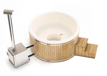 Houtgestookte hottub Extern - 4-6 personen - Wit