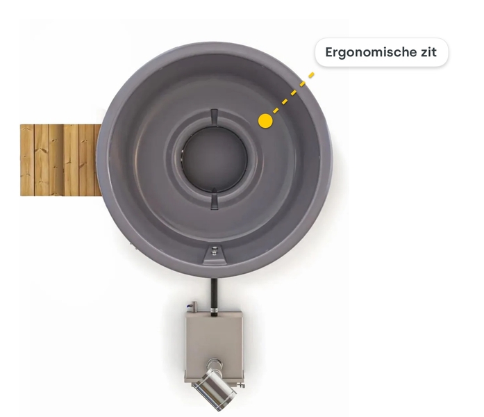 Houtgestookte hottub Extern - 4-6 personen - Grijs
