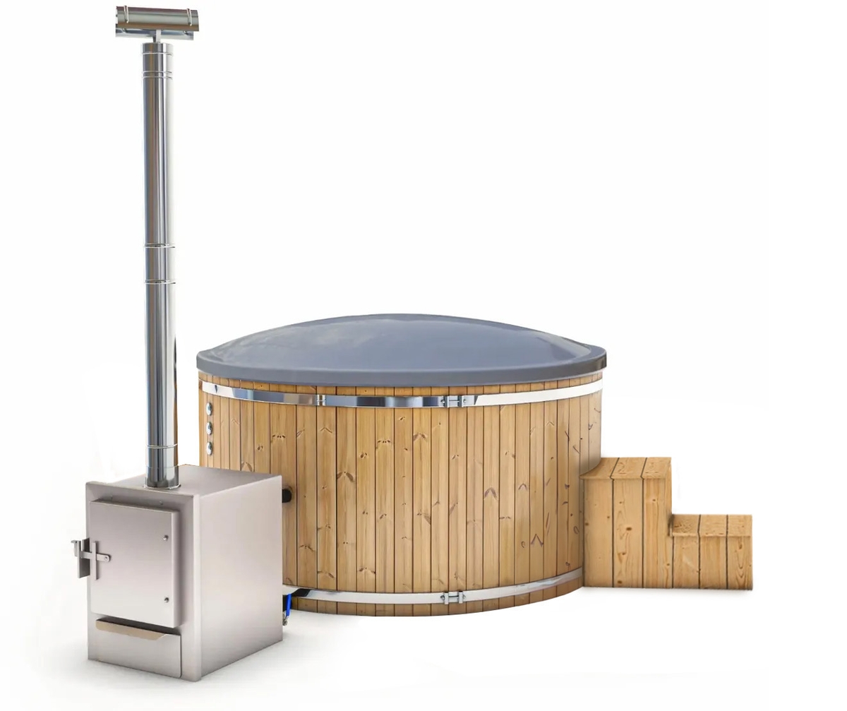 Houtgestookte hottub Extern - 6-8 personen - Grijs
