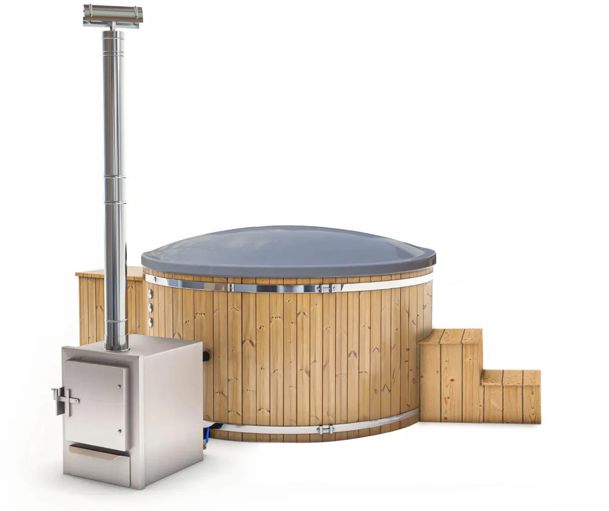 Houtgestookte hottub Extern met filteraansluiting - 4-6 personen - Grijs
