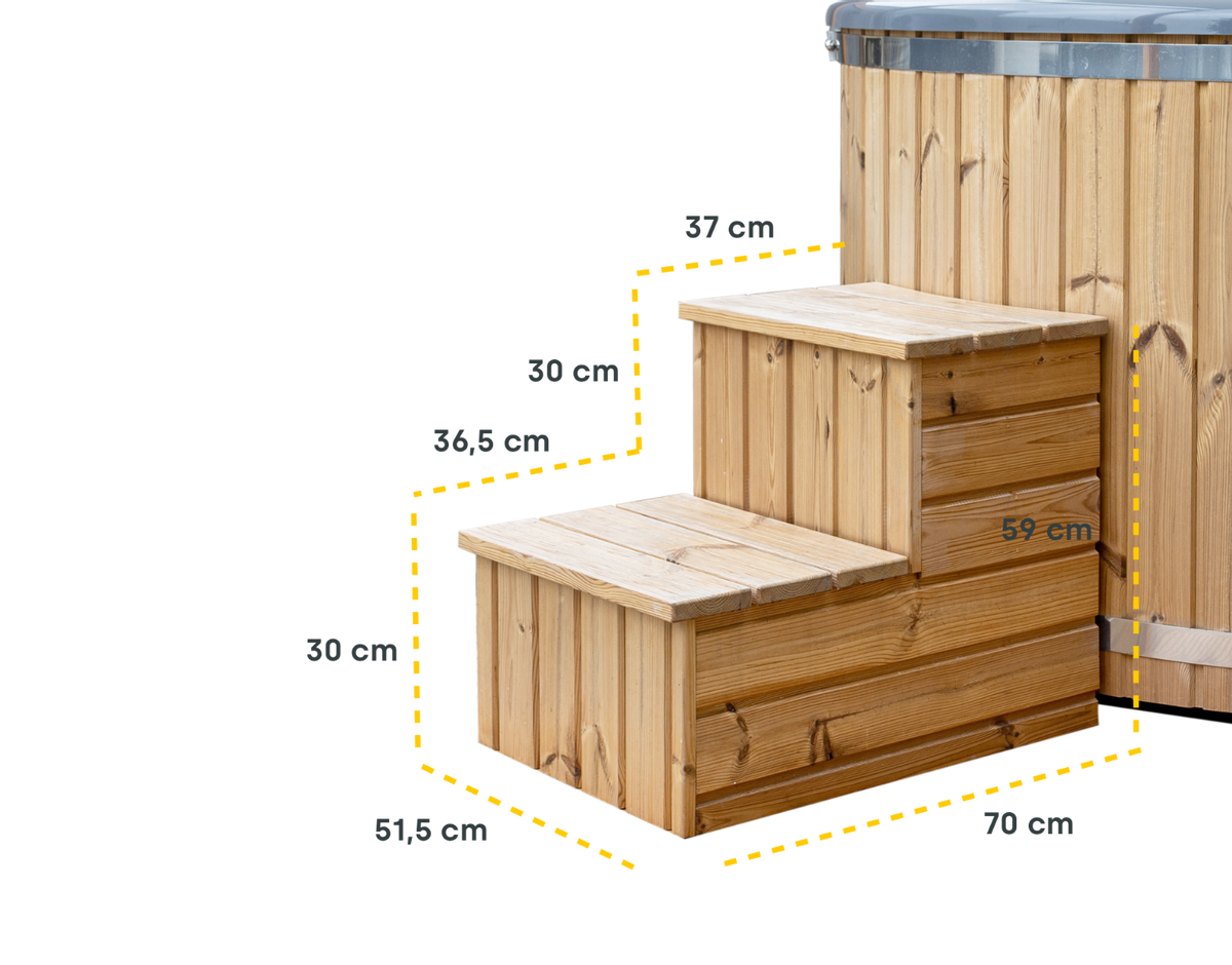 maten Houtgestookte hottub Extern met filteraansluiting - 6-8 personen - Wit
