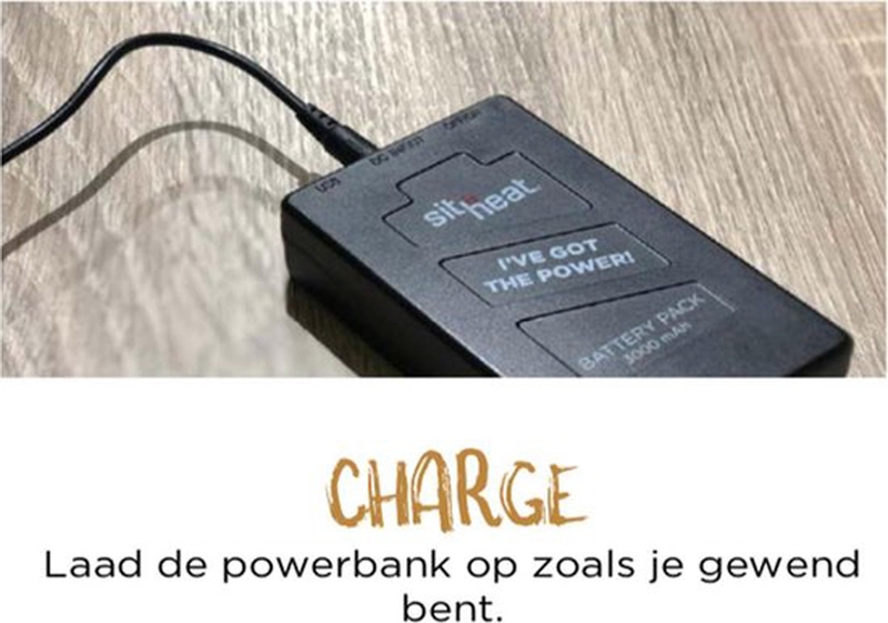 Sit & Heat Warmtekussen Square - Zwart - Met powerbank