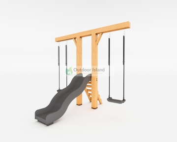 Outdoor Island Excellent houten schommel en glijbaan Goofy - Antraciet