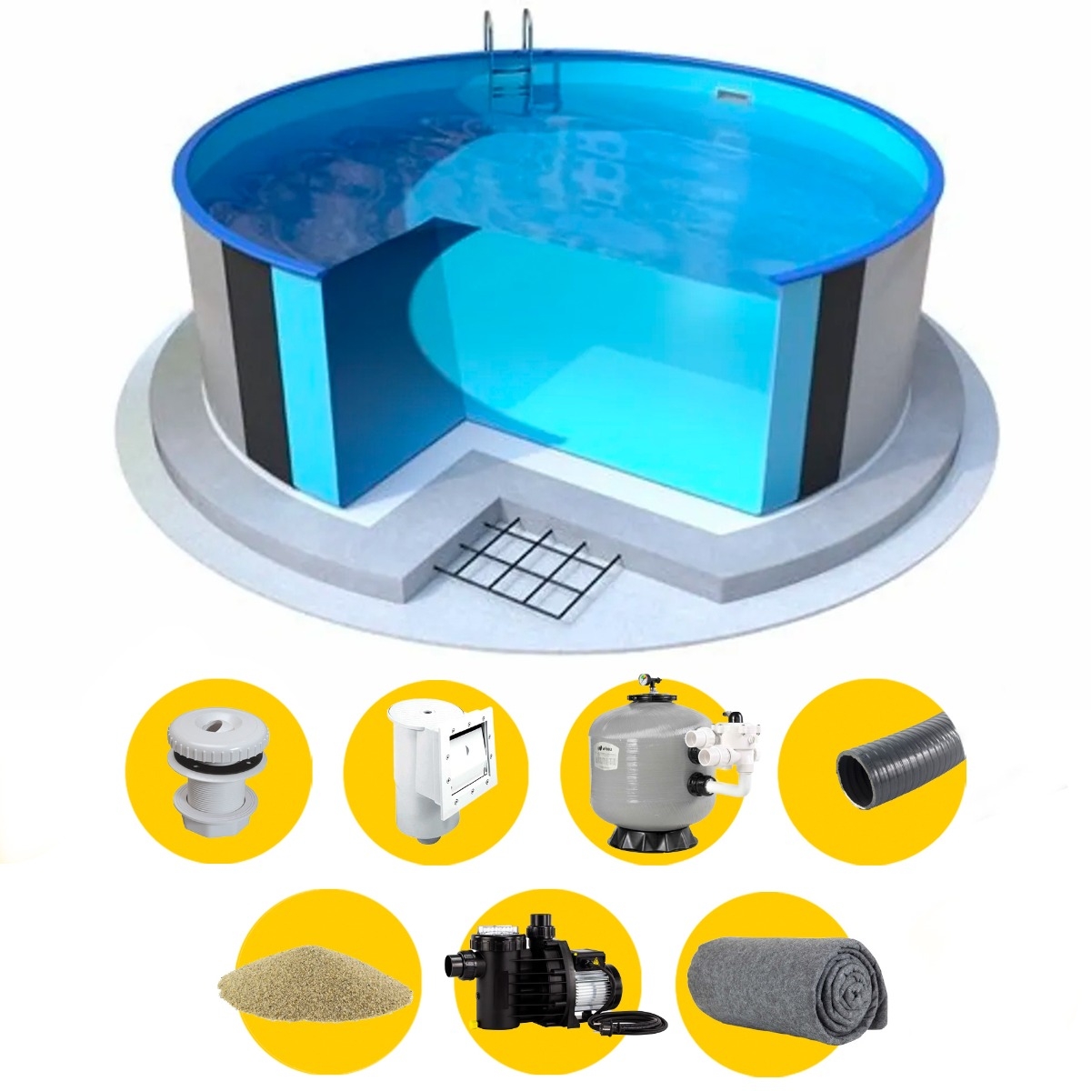 Ibiza metalen zwembad Ø500 x 150 cm  - Basis pakket