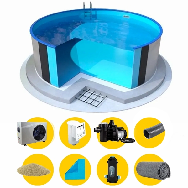 Ibiza metalen zwembad Ø600 x 150 cm - Premium pakket