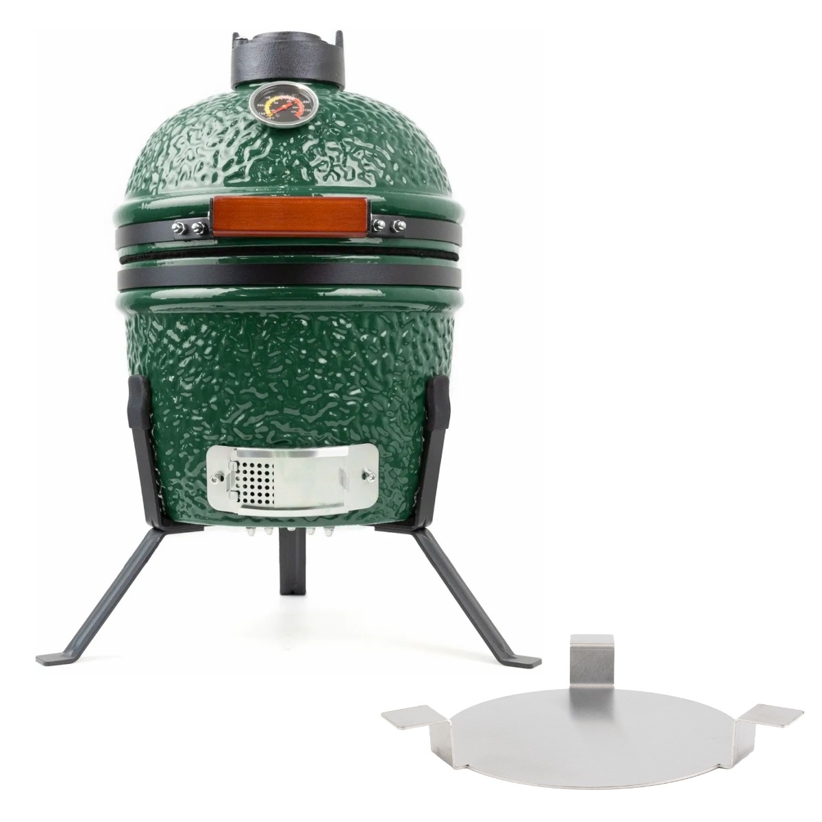 Kamado barbecue 13 inch Groen met Plate setter