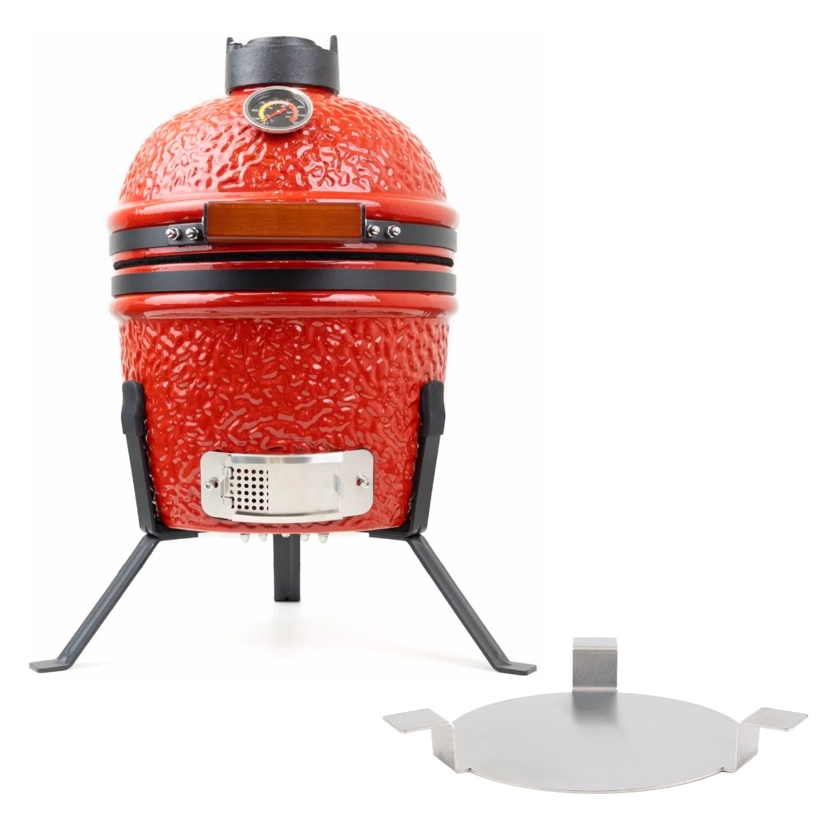 Kamado barbecue 13 inch - Rood - met heat deflector
