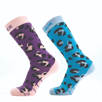 Sinner Animal skisokken - Kinderen - Paars/Blauw - 2 paar