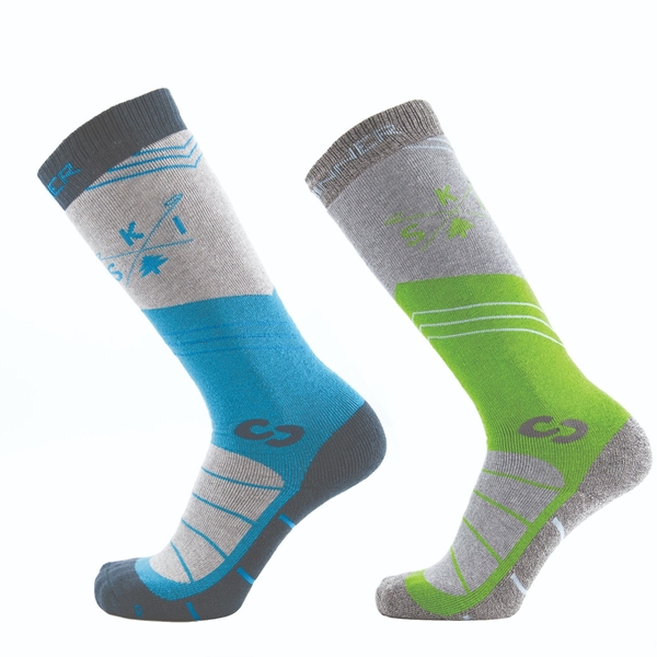 Sinner Mountain skisokken - Heren - Blauw/groen - 2 paar