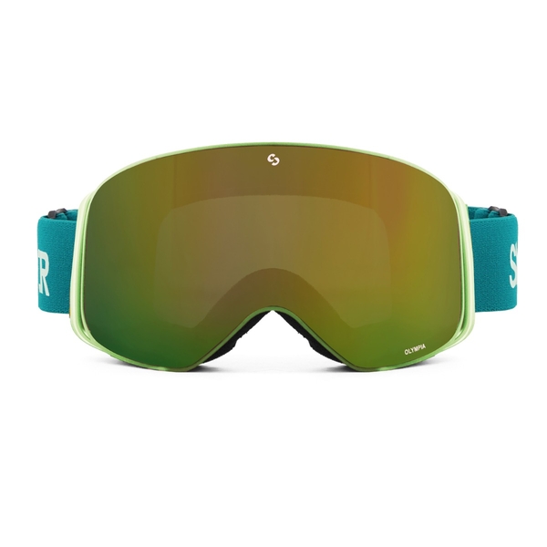 Sinner Olympia skibril - Mat Blauw - Groen/ Gouden lens
