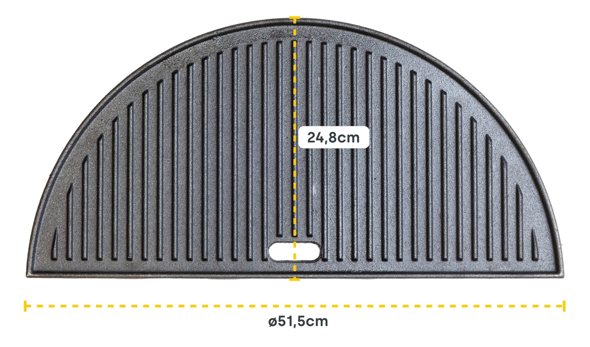 BASTE halfrond tweezijdig gietijzeren grillplaat voor 23,5 inch kamado
