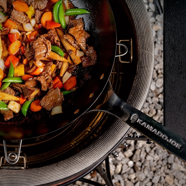Kamado Joe Karbon Steel Half Moon Pan - closeup