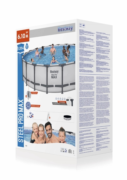 Bestway Steel Pro MAX zwembad - 610 x 132 cm - met filterpomp en accessoires - verpakking