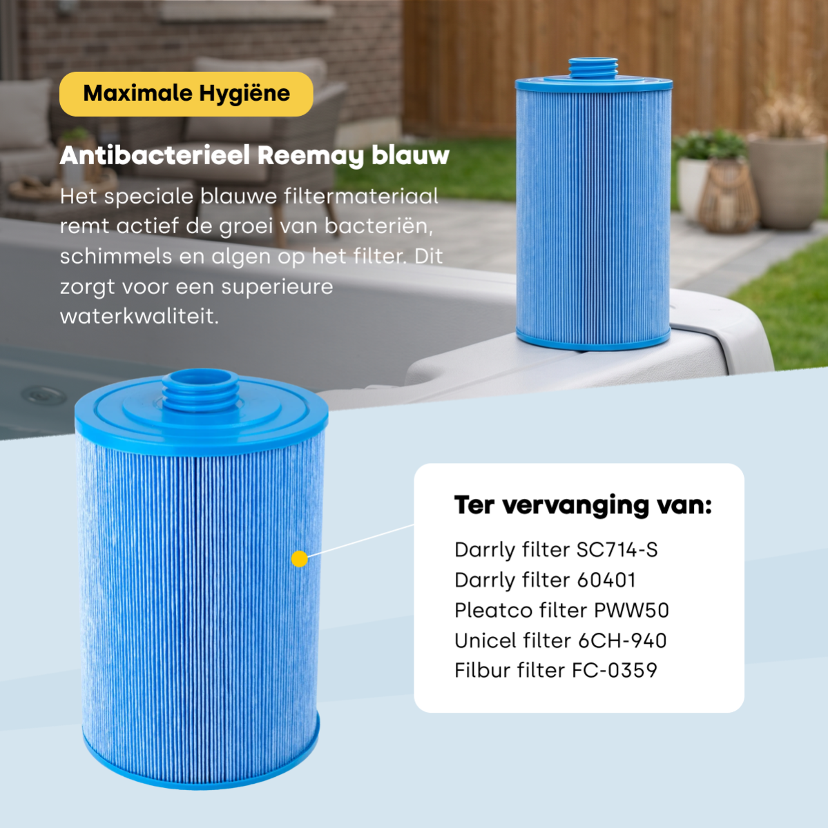 W'eau spa filter type 14 - Antibacterieel (o.a. SC714-S of 60401M) - detail