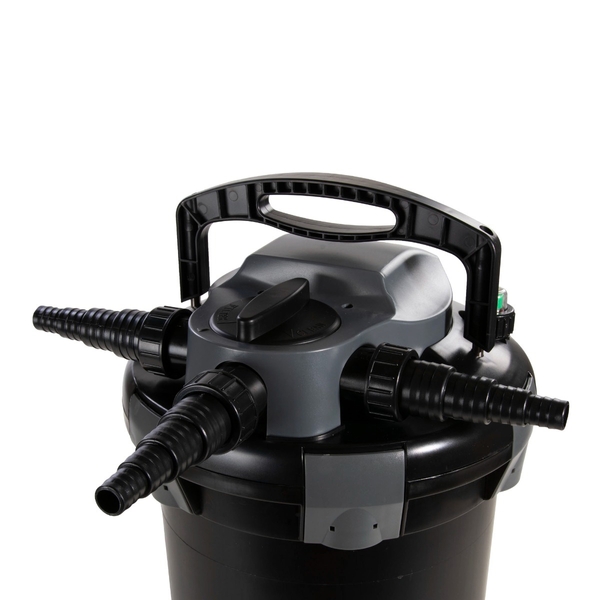 AquaForte CBF-4000 UV-C drukfilter uitgangen met slangtules