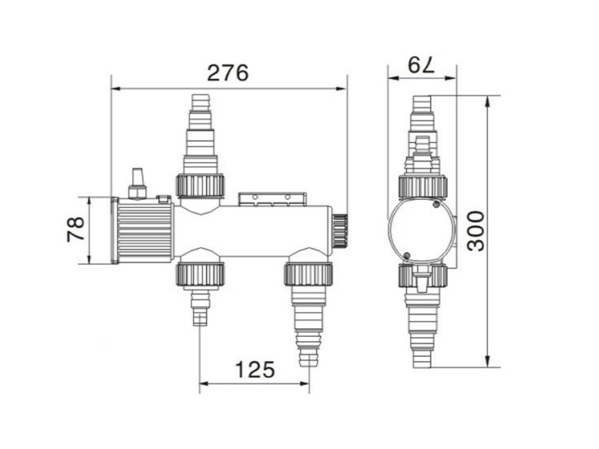 Afmetingen Aquaforte GUV - 211 UV-C filter - 11 watt onderdelen
