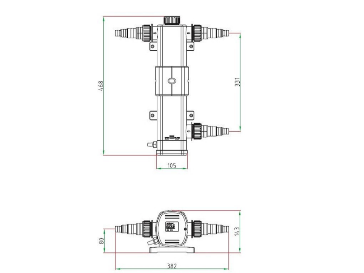 Afmetingen AquaForte GUV-224 UV-C 24 watt