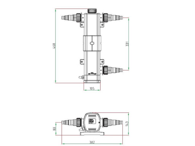 Afmetingen AquaForte GUV-224 UV-C 24 watt