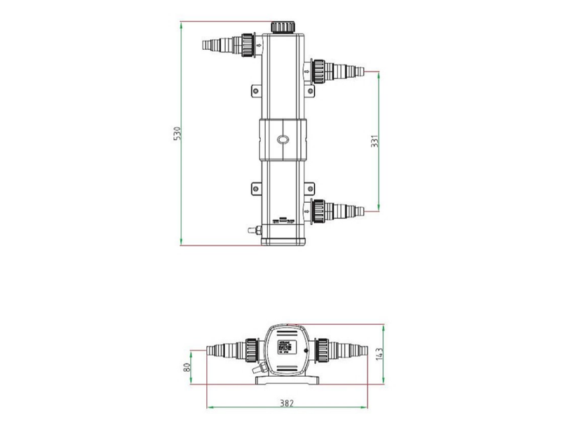 Afmetingen AquaForte GUV-236 UV-C 36 watt