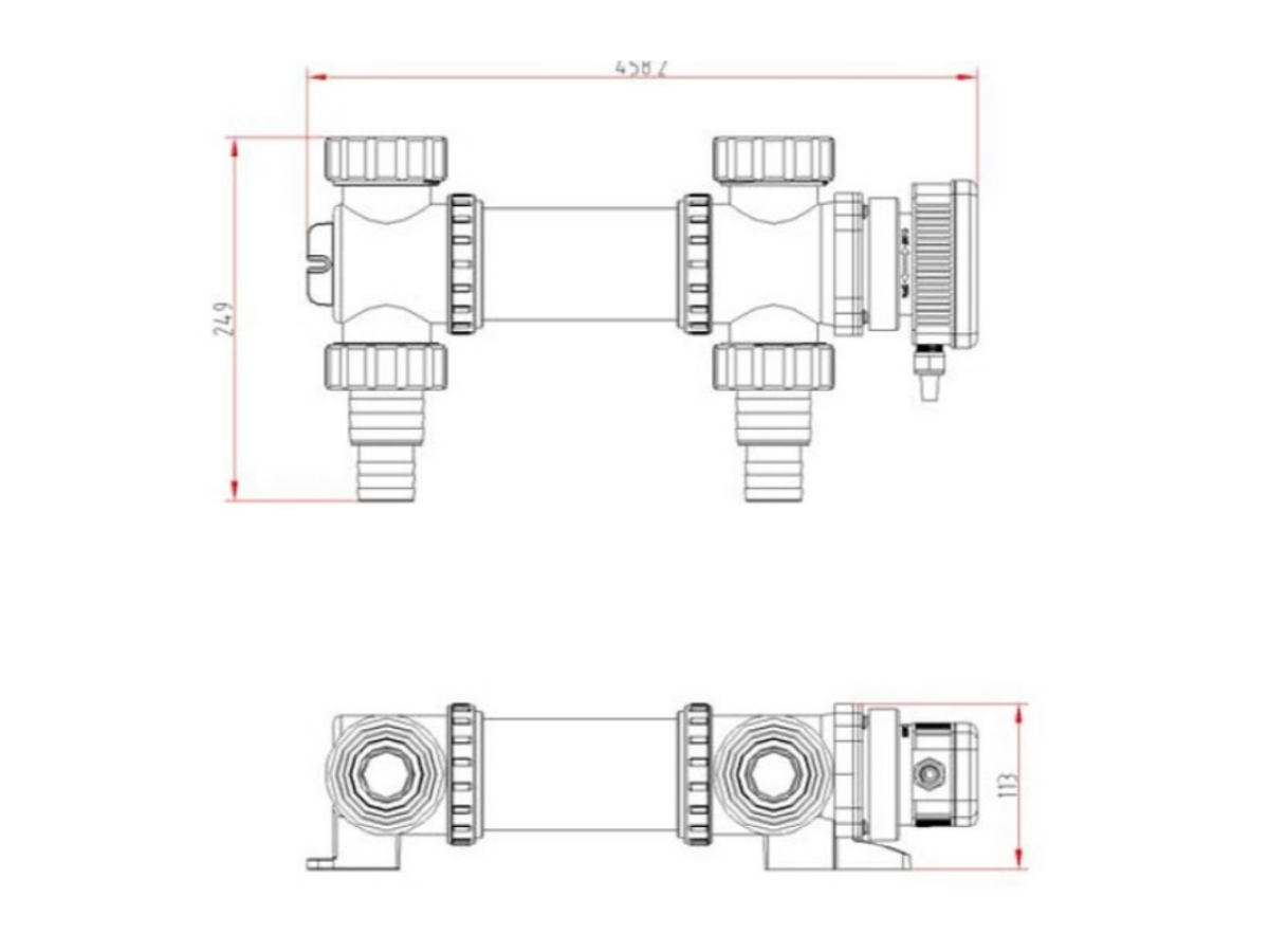 Afmetingen AquaForte SUV UV-C 18 watt