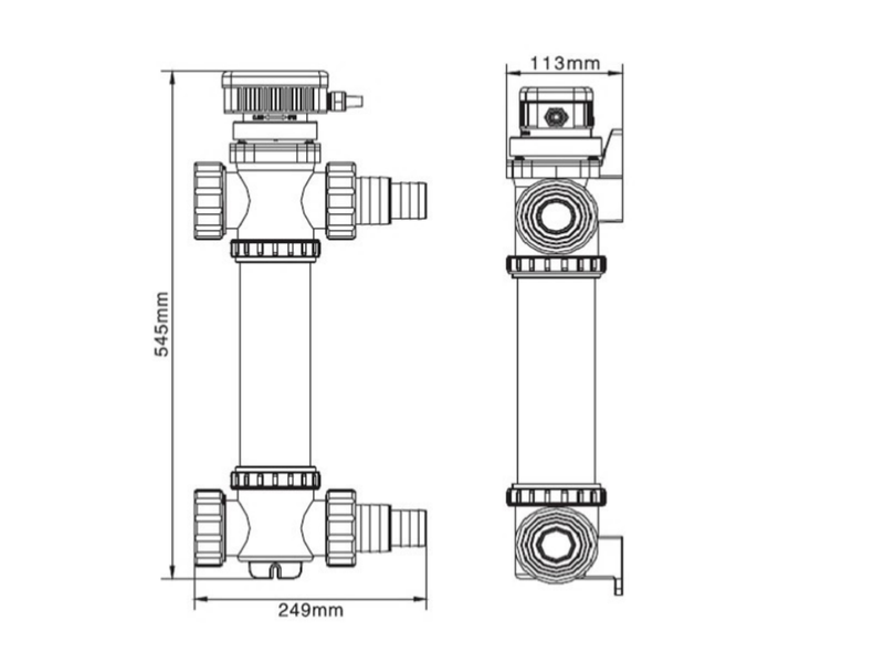 Afmetingen AquaForte SUV UV-C 24 watt