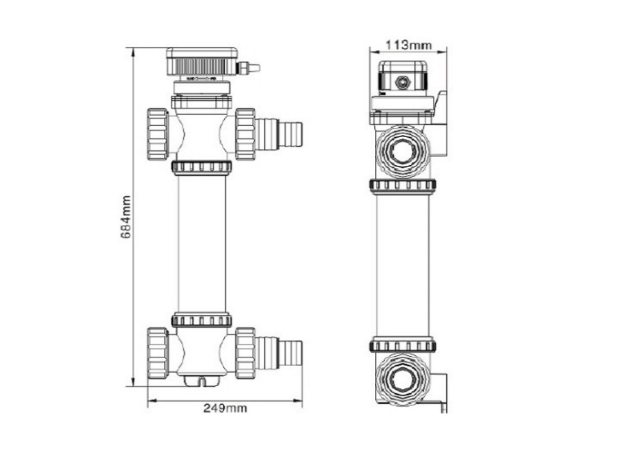 Afmetingen AquaForte SUV UV-C 55 watt