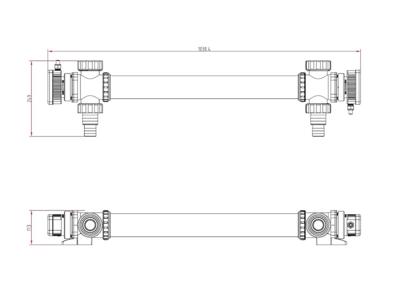 Afmetingen AquaForte SUV UV-C 24 watt