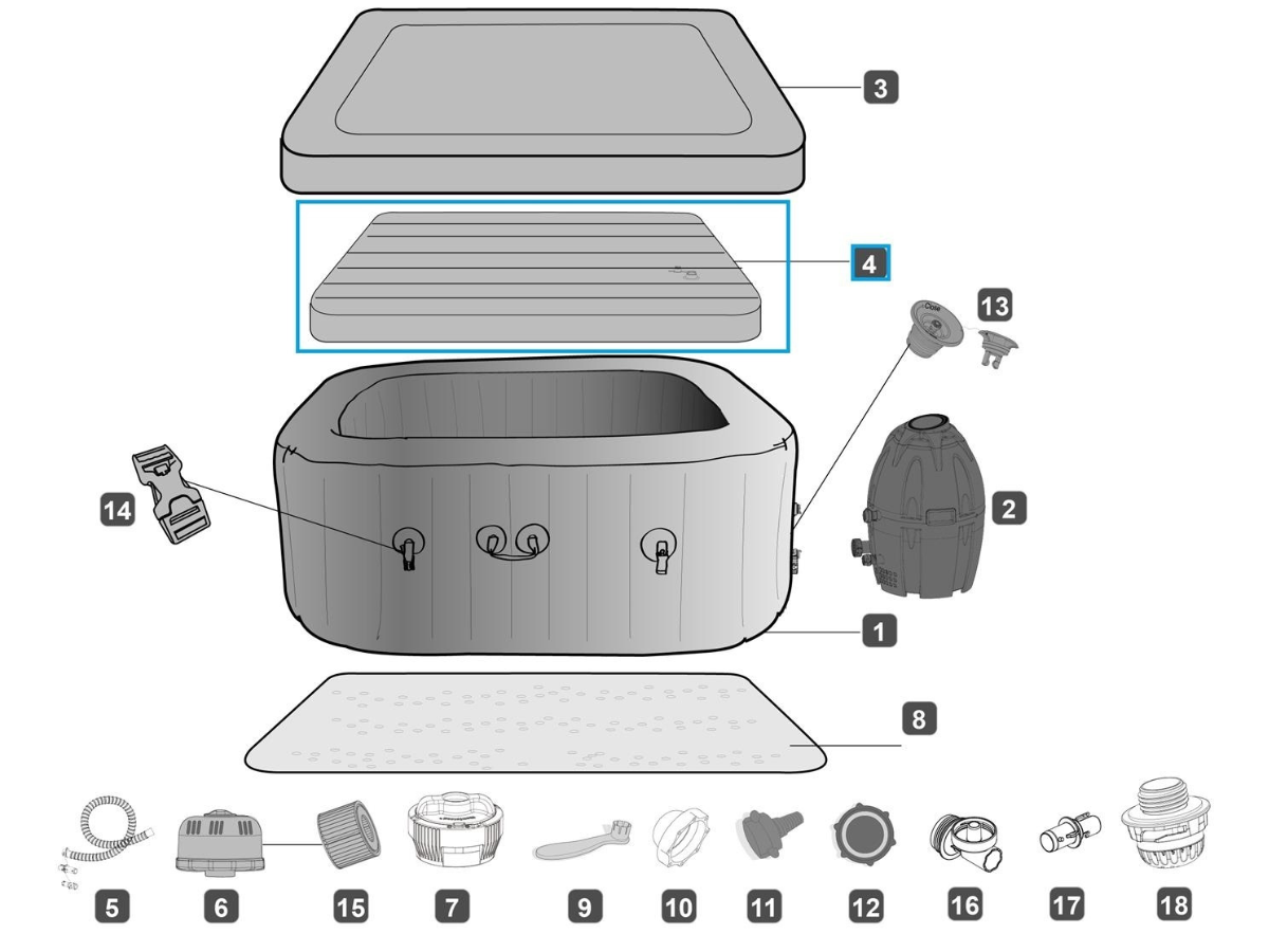 Lay-Z Spa opblaasbare coverdeksel - 180 x 180 cm
