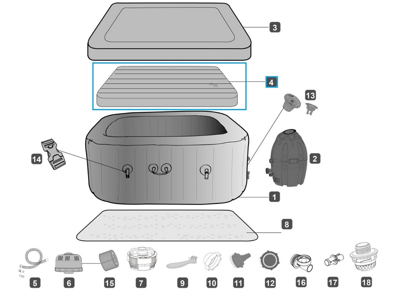 Lay-Z Spa opblaasbare coverdeksel - 180 x 180 cm