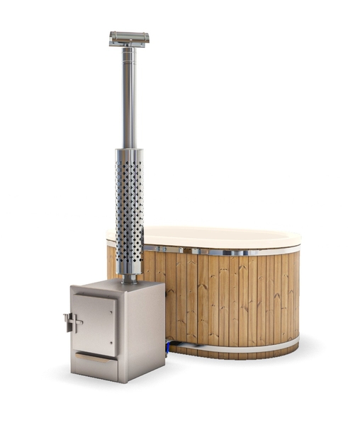 Houtgestookte hottub Extern - ovaal - 2 personen - Wit
