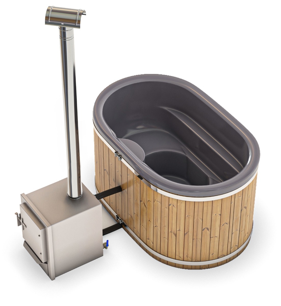 Houtgestookte hottub Extern - 2 personen - Grijs
