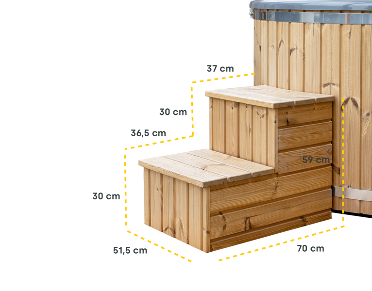 trapje Houtgestookte hottub Extern - 2 personen - Grijs

