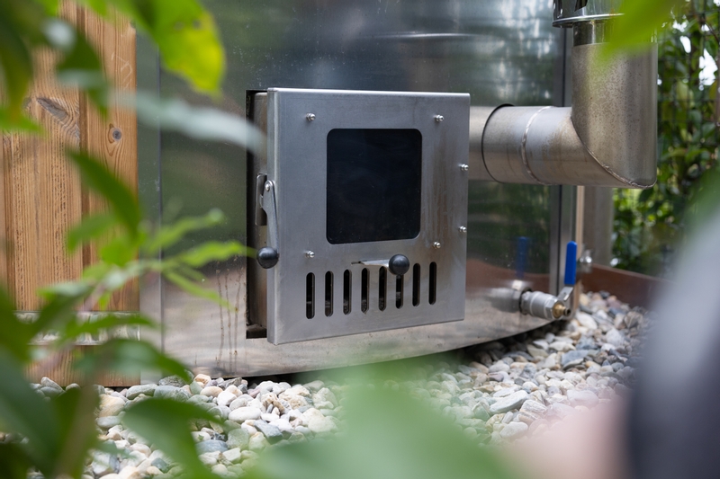 Houtgestookte hottub Intern - rond - 3-4 personen - Wit