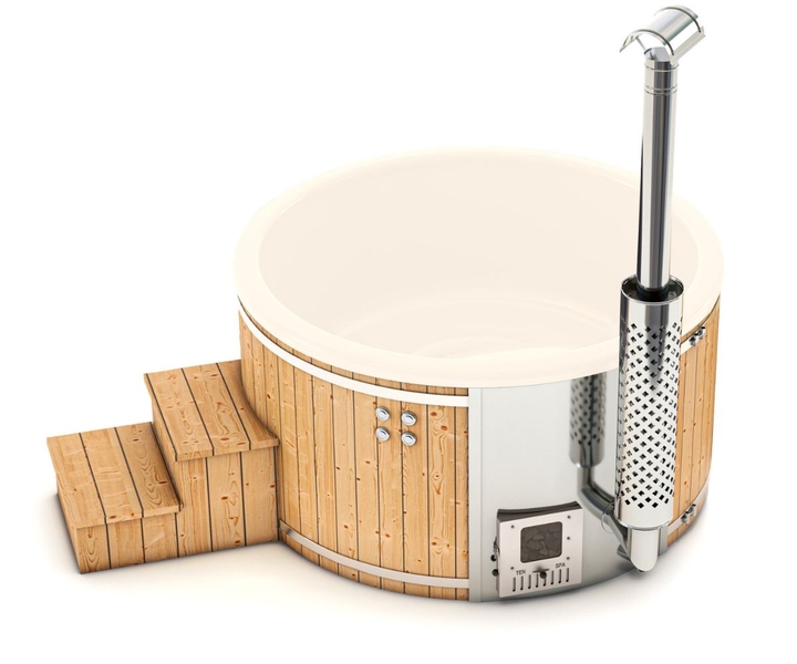 Houtgestookte hottub Intern - 3-4 personen - Wit
