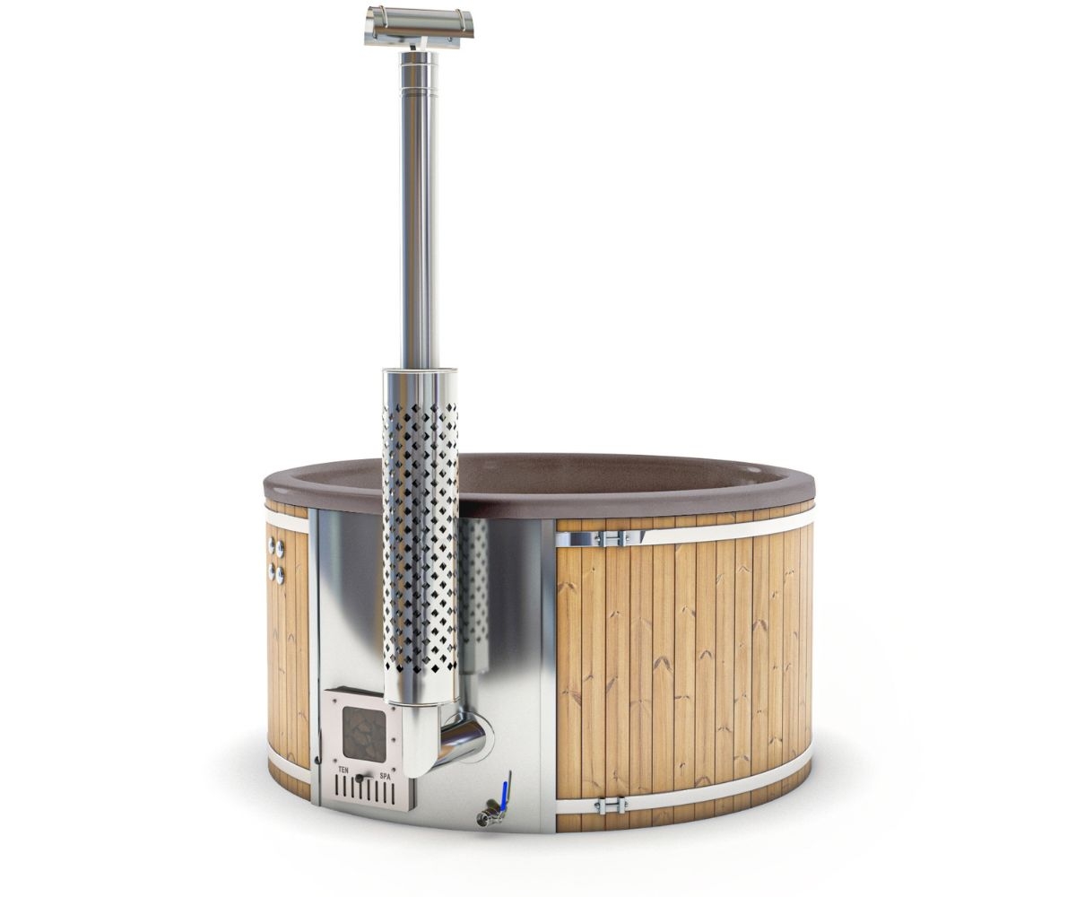 Houtgestookte hottub Intern - 5-6 personen - Grijs