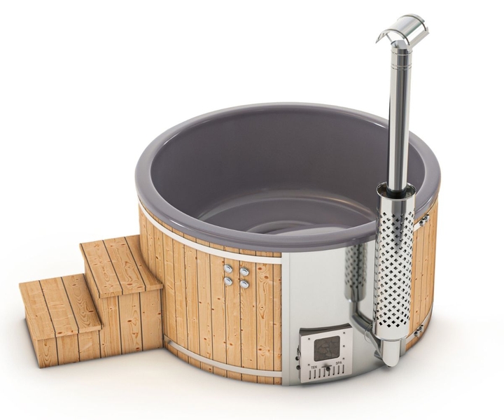 Houtgestookte hottub Intern - 5-6 personen - Grijs