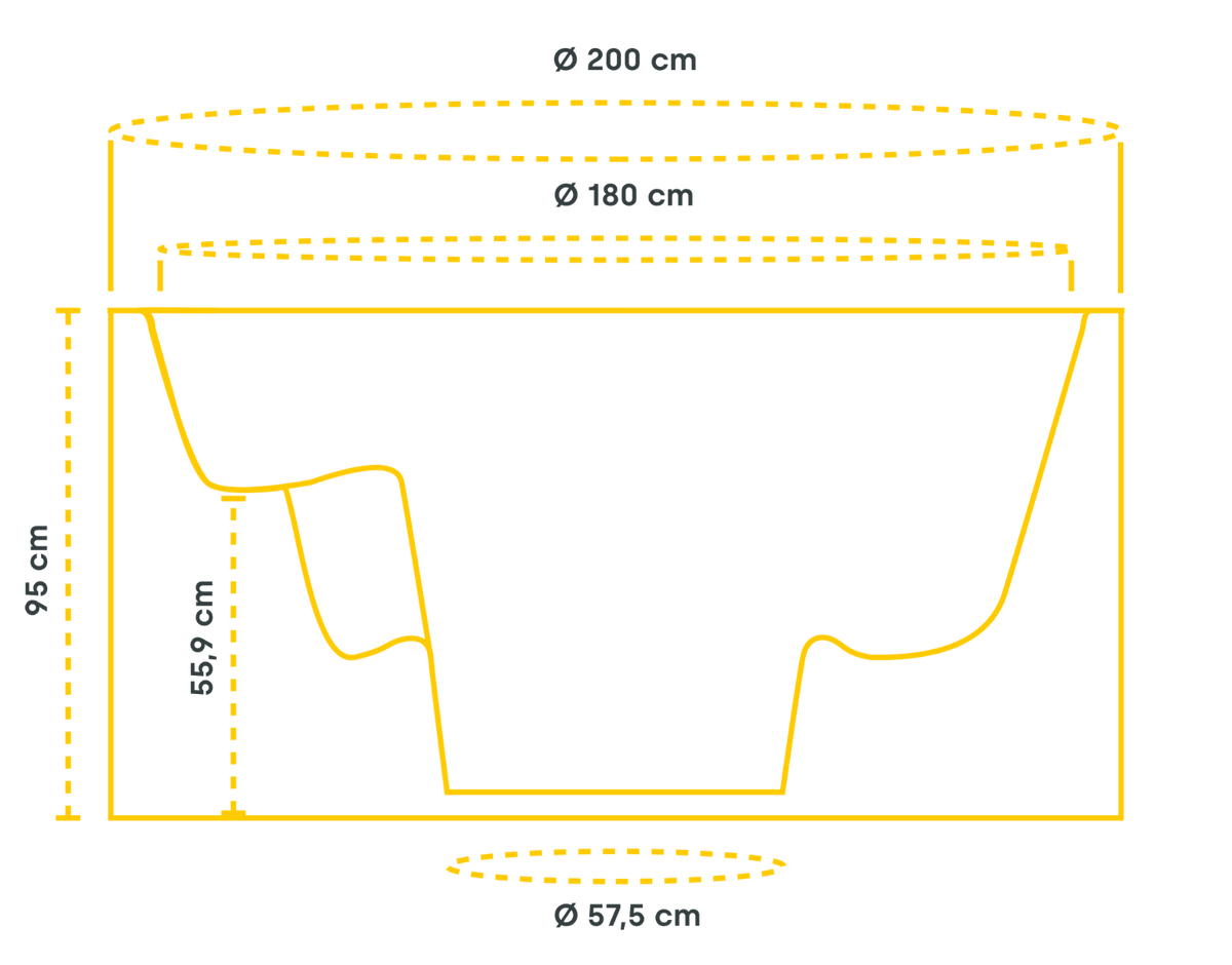 maten Houtgestookte hottub Intern met filteraansluiting - 3-4 personen - Grijs
