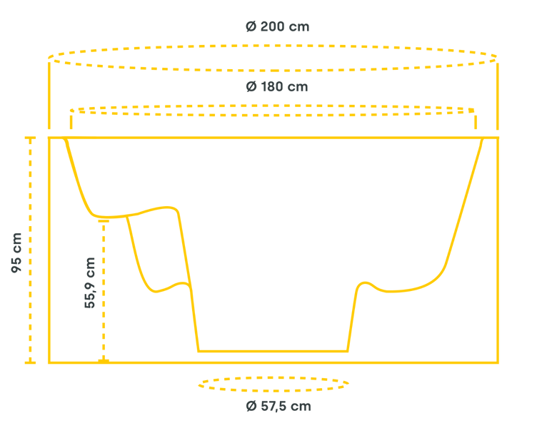 maten Houtgestookte hottub Intern met filteraansluiting - 3-4 personen - Grijs
